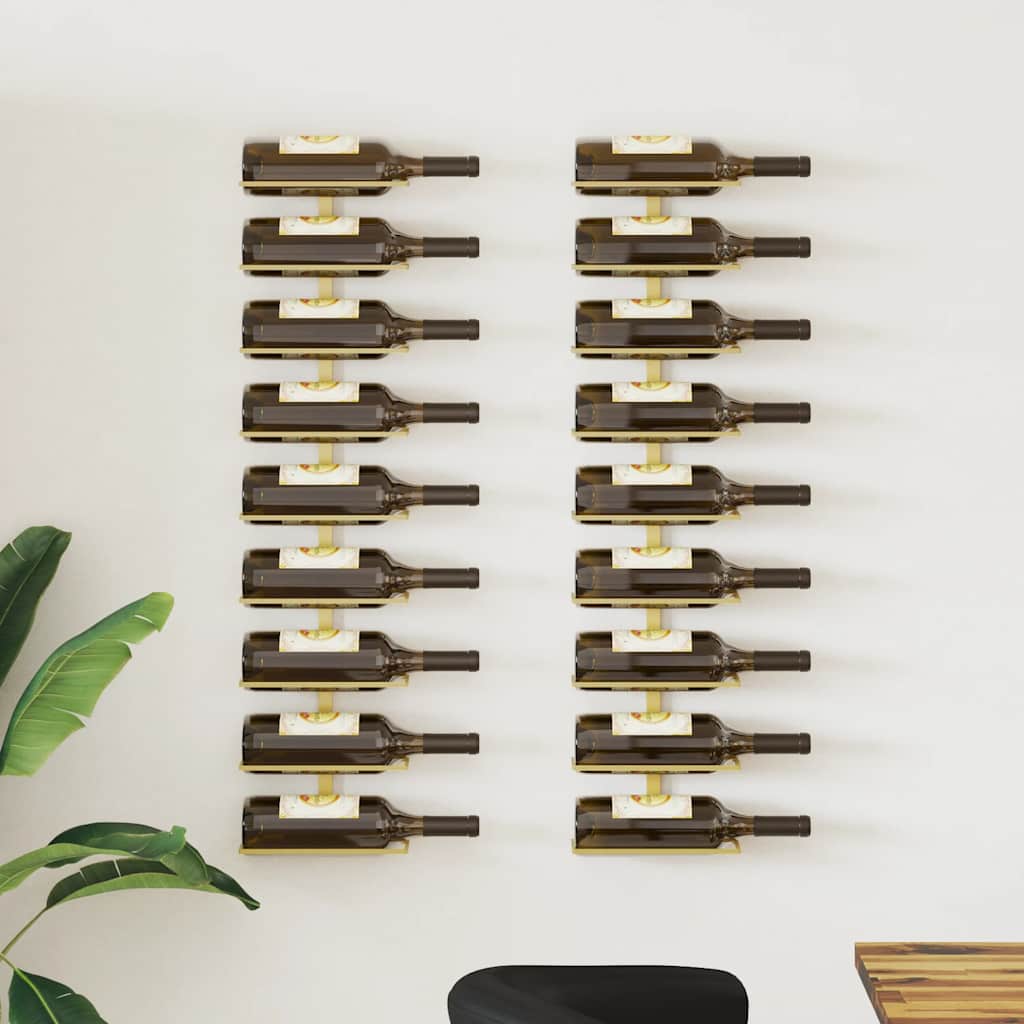 Zidni stalak za vino za 9 boca 2 kom zlatni željezni