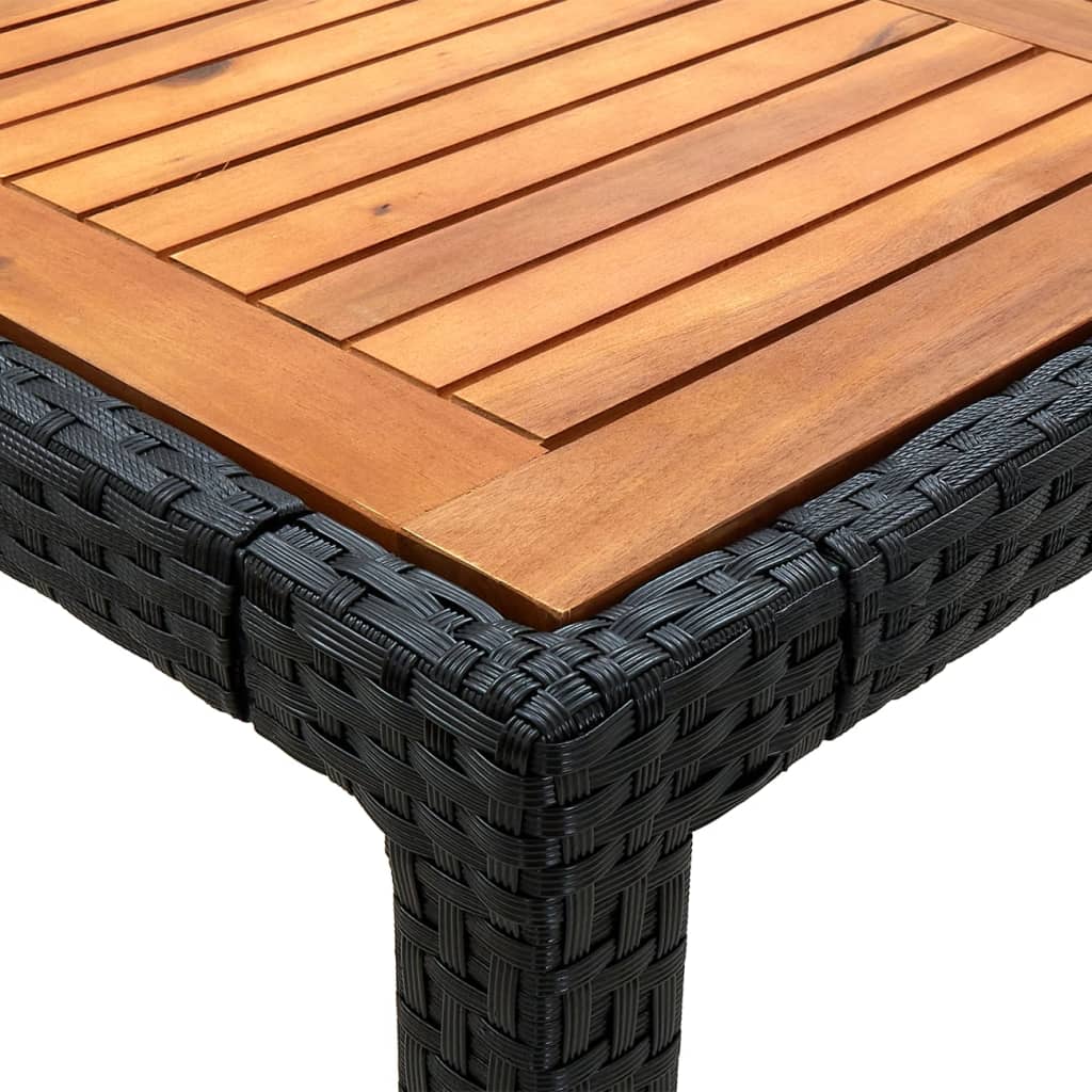 7-dijelni vrtni blagovaonski set od poliratana s jastucima crni