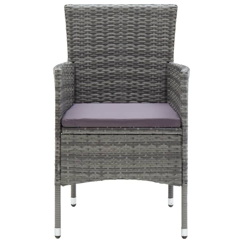 3-dijelni vrtni blagovaonski set sivi od poliratana