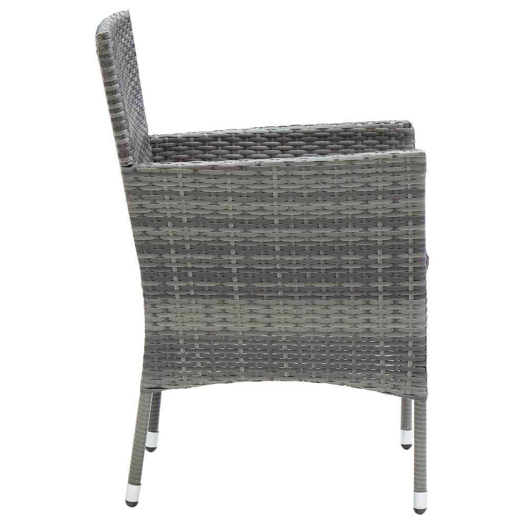 5-dijelni vrtni blagovaonski set od poliratana s jastucima sivi Siva Dužina stola 80 cm