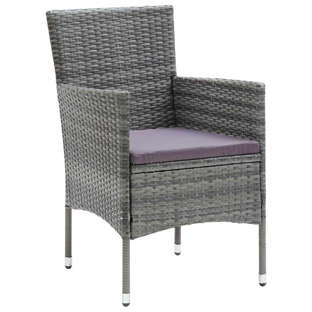 5-dijelni vrtni blagovaonski set od poliratana s jastucima sivi Siva Dužina stola 80 cm