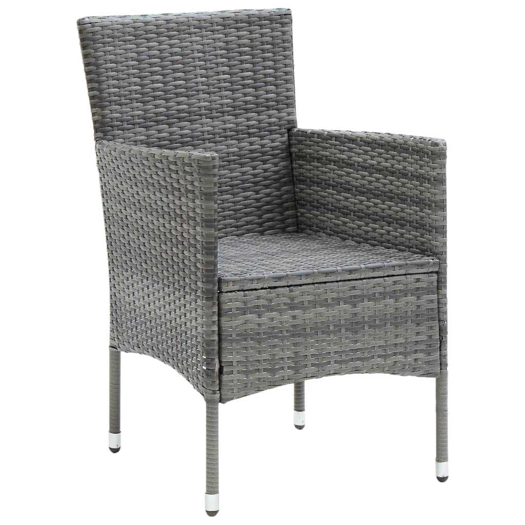 5-dijelni vrtni blagovaonski set od poliratana s jastucima sivi Siva Dužina stola 80 cm
