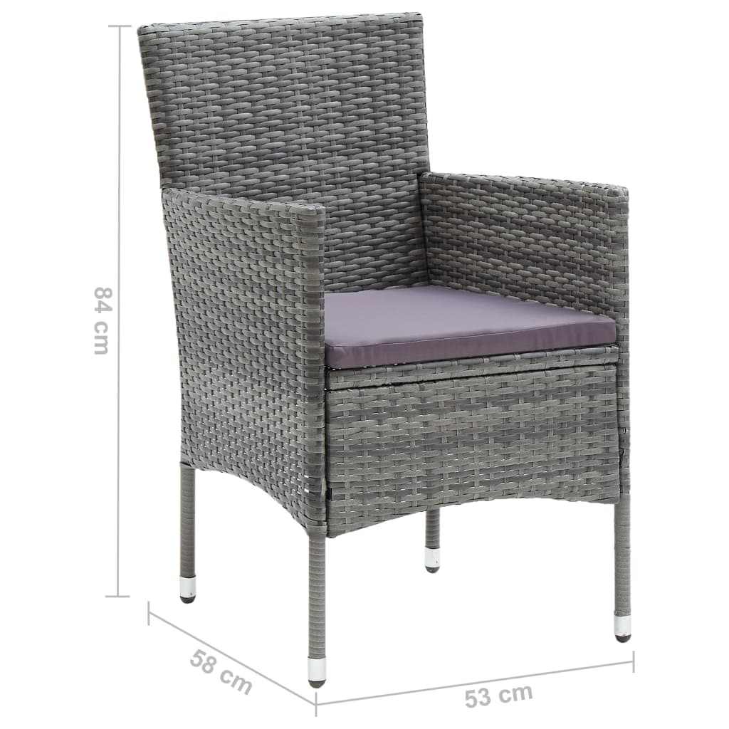5-dijelni vrtni blagovaonski set od poliratana s jastucima sivi Siva Dužina stola 80 cm