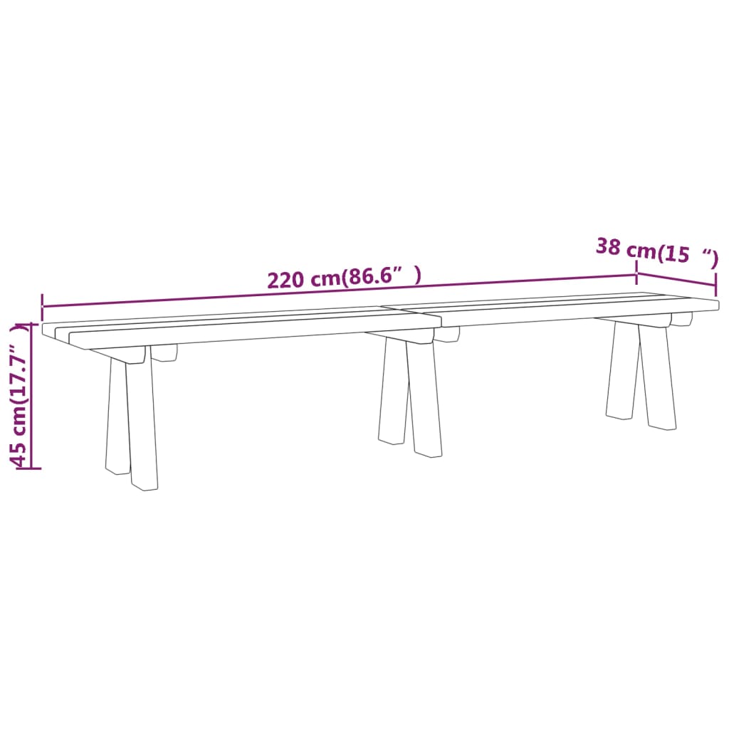Vrtna klupa 220 cm od masivne impregnirane borovine