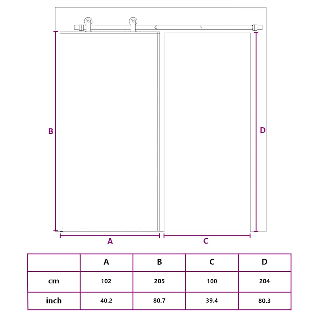 Klizna vrata od stakla ESG i aluminija 102,5 x 205 cm bijela