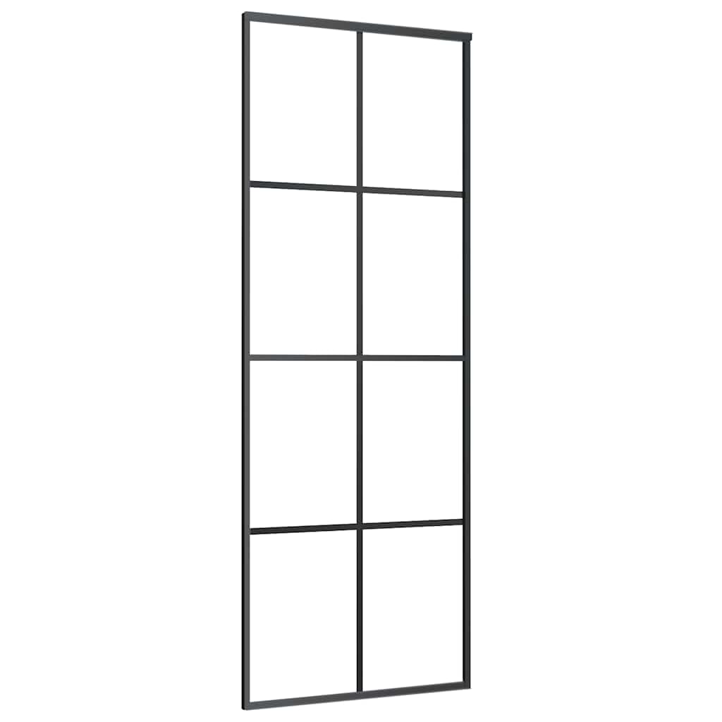 Klizna vrata crna 76 x 205 cm od stakla ESG i aluminija