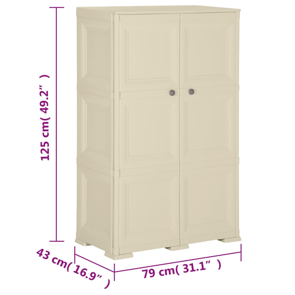 Plastični ormarić 79 x 43 x 125 cm izgled drva angora bijeli