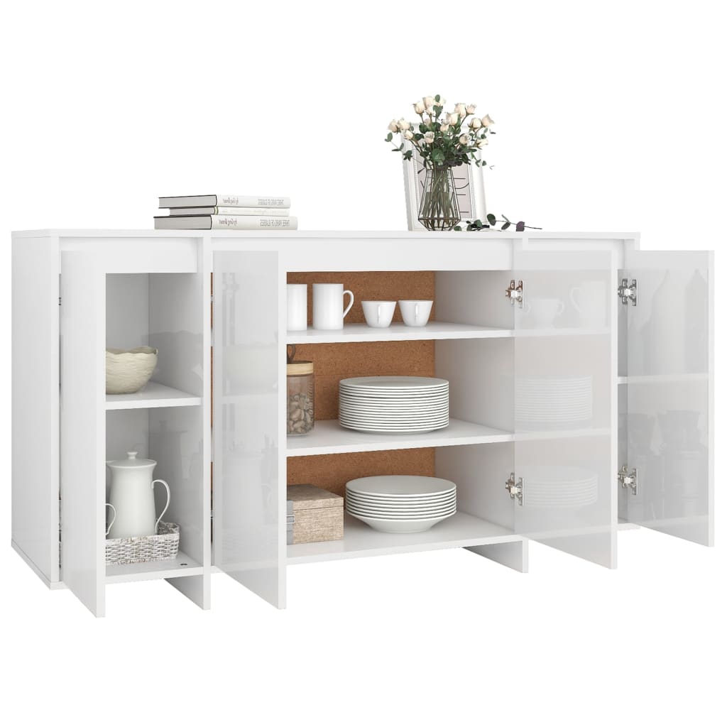 Komoda sjajna bijela 135 x 41 x 75 cm od konstruiranog drva
