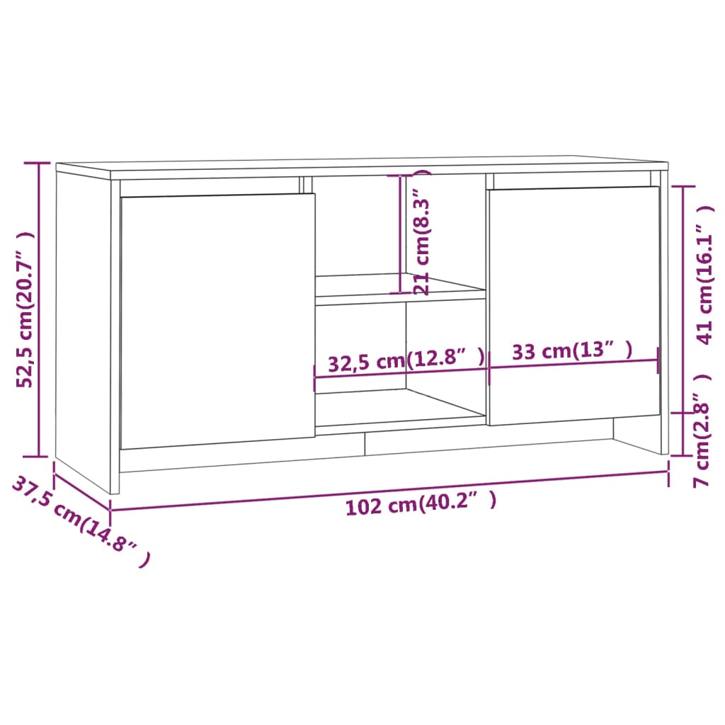 TV ormarić bijeli 102 x 37,5 x 52,5 cm od konstruiranog drva