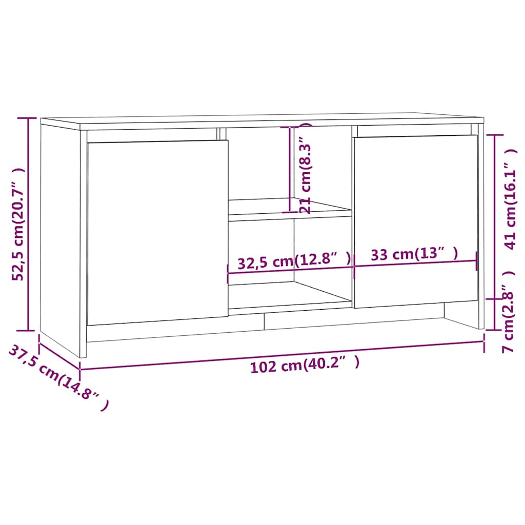 TV ormarić boja hrasta 102 x 37,5 x 52,5 cm konstruirano drvo