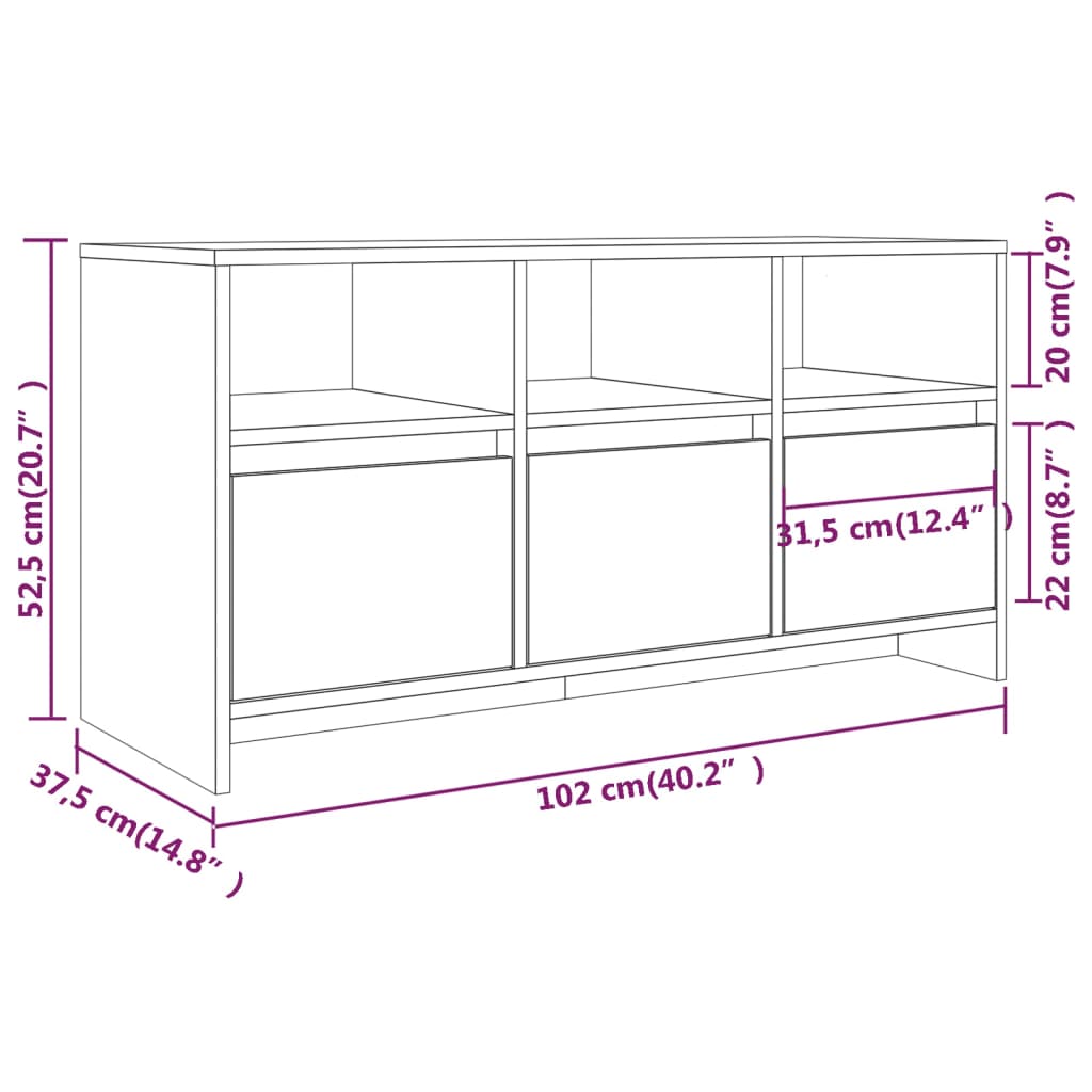 TV ormarić boja betona 102x37,5x52,5 cm od konstruiranog drva