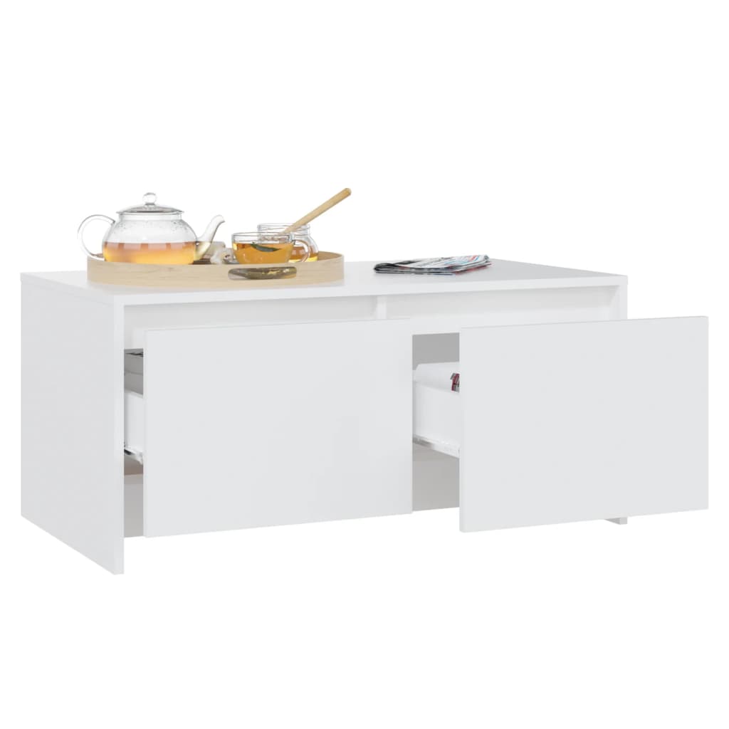 Stolić za kavu bijeli 90 x 50 x 41,5 cm od konstruiranog drva