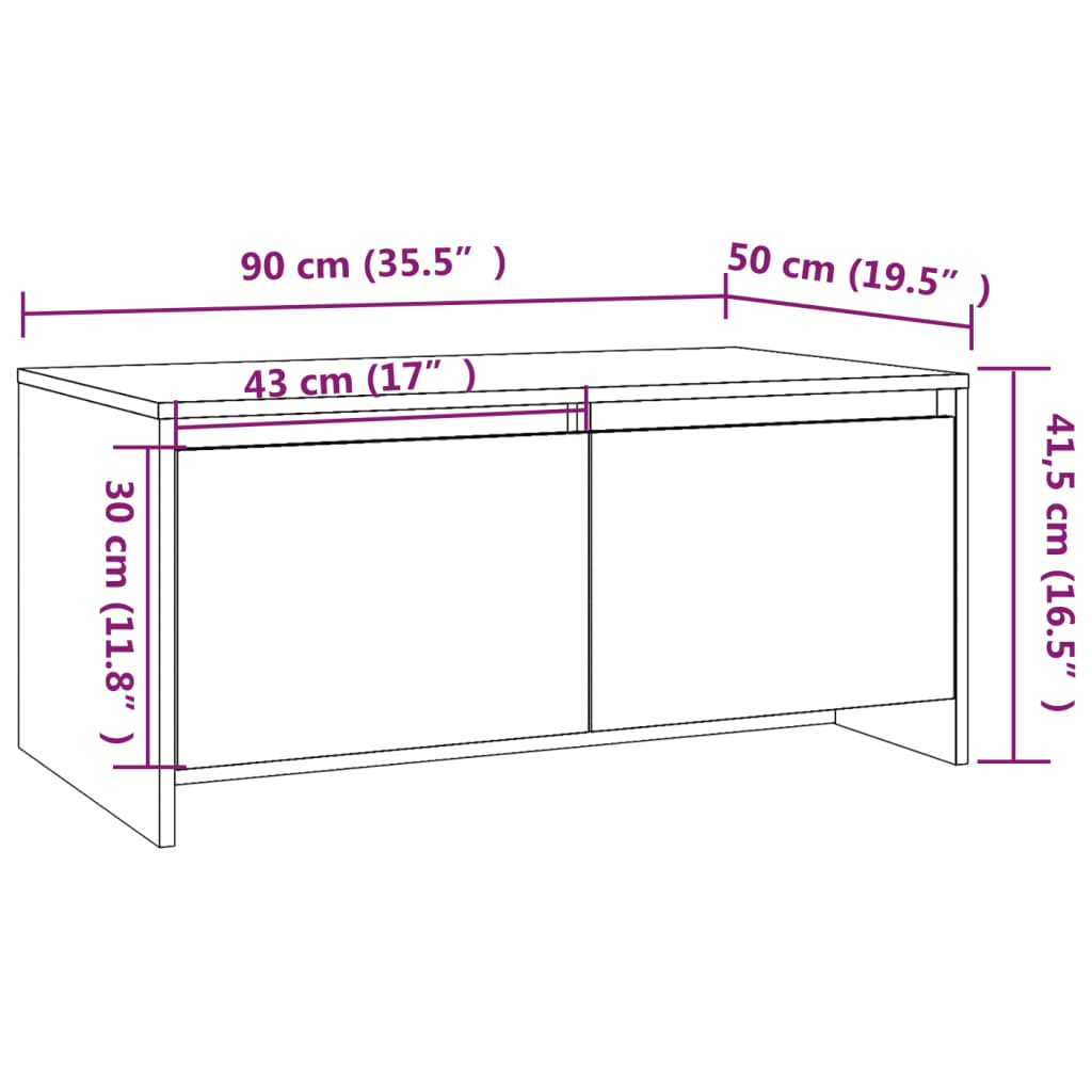 Stolić za kavu boja hrasta 90 x 50 x 41,5 cm konstruirano drvo