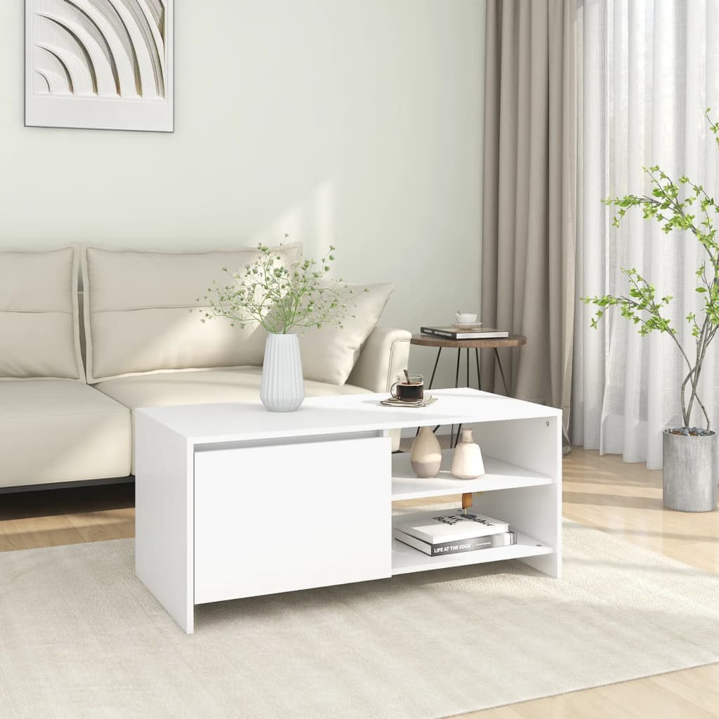 Stolić za kavu bijeli 102 x 50 x 45 cm od konstruiranog drva