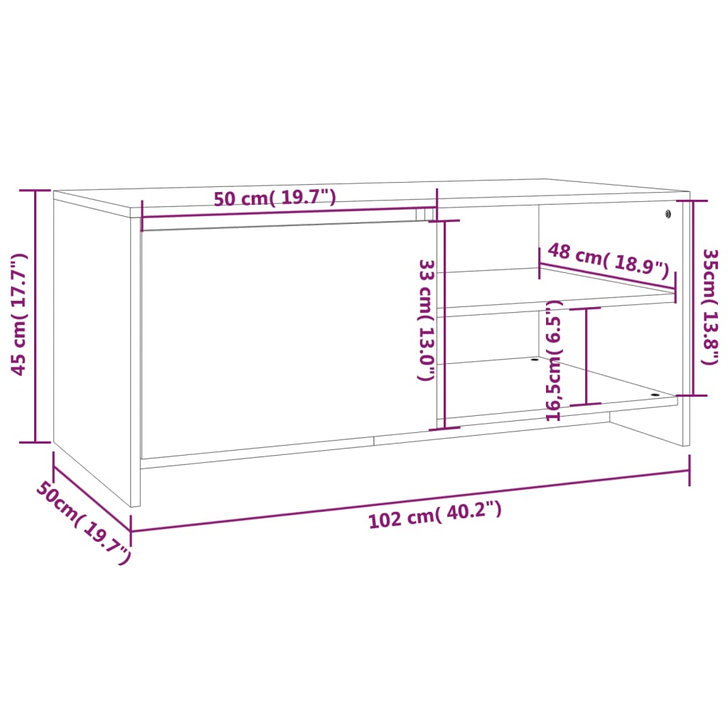 Stolić za kavu boja betona 102 x 50 x 45 cm konstruirano drvo