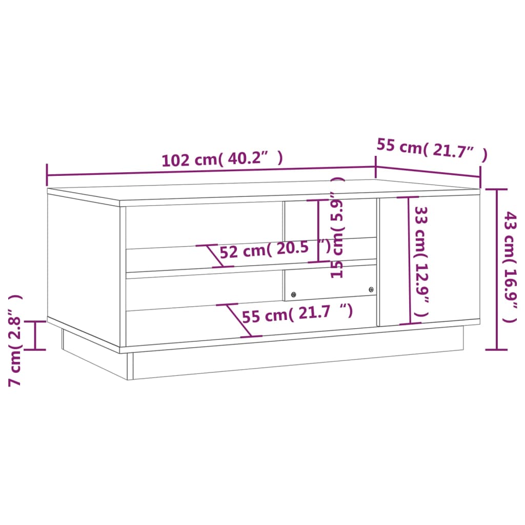 Stolić za kavu bijeli 102 x 55 x 43 cm od iverice