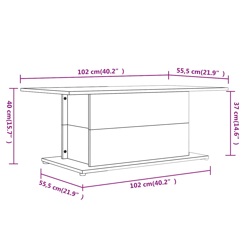 Stolić za kavu crni 102 x 55,5 x 40 cm od konstruiranog drva
