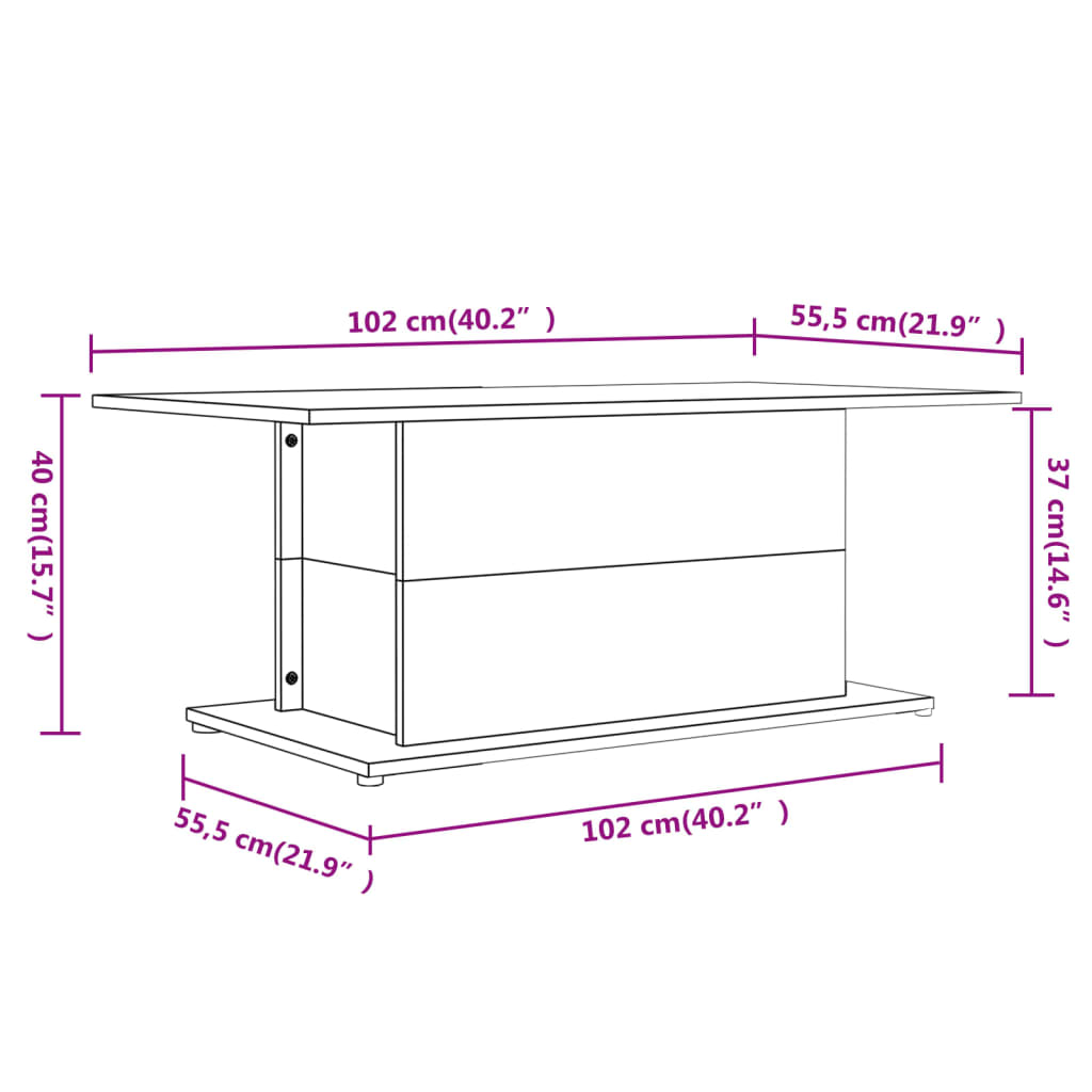 Stolić za kavu siva boja betona 102 x 55,5 x 40 cm od iverice