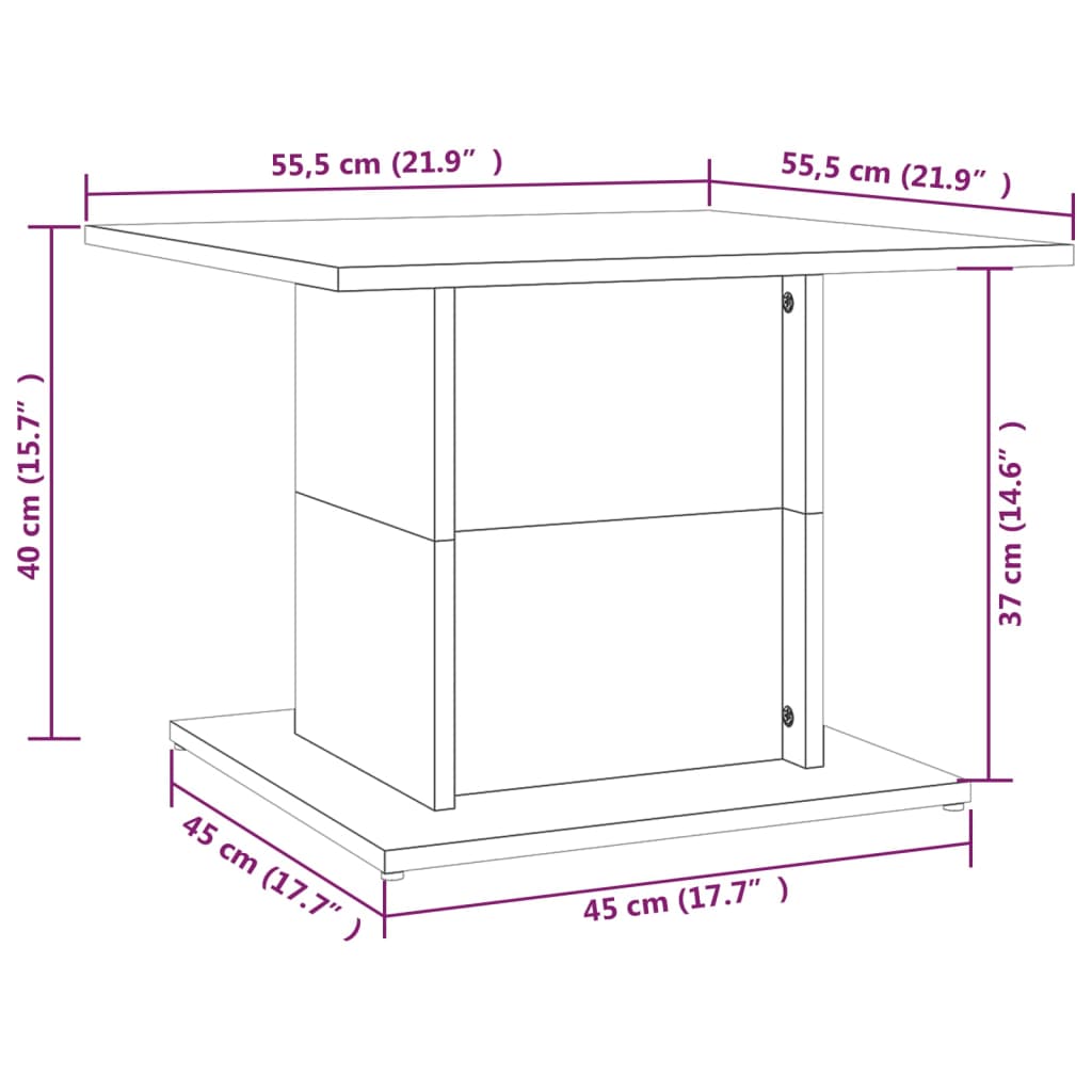 Stolić za kavu bijeli 55,5 x 55,5 x 40 cm konstruirano drvo