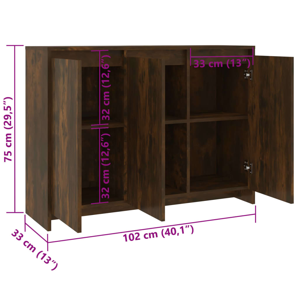 Komoda boja dimljenog hrasta 102x33x75 cm od konstruiranog drva