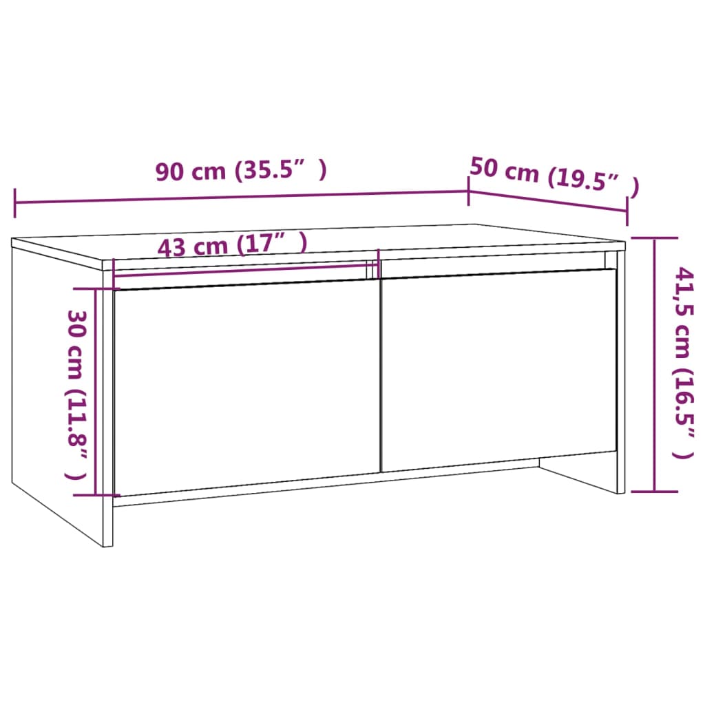Stolić za kavu boja hrasta 90 x 50 x 41,5 cm konstruirano drvo