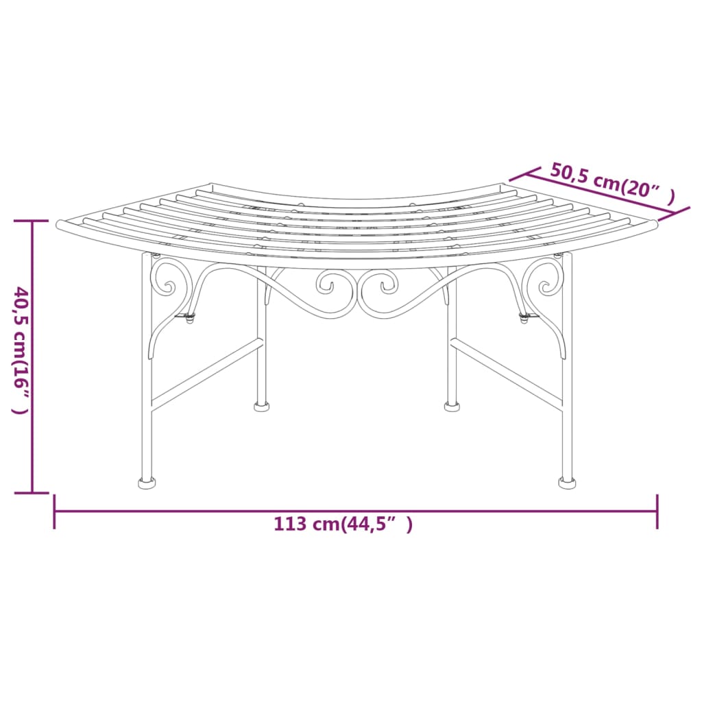Klupa oko stabla 113 cm crna čelična