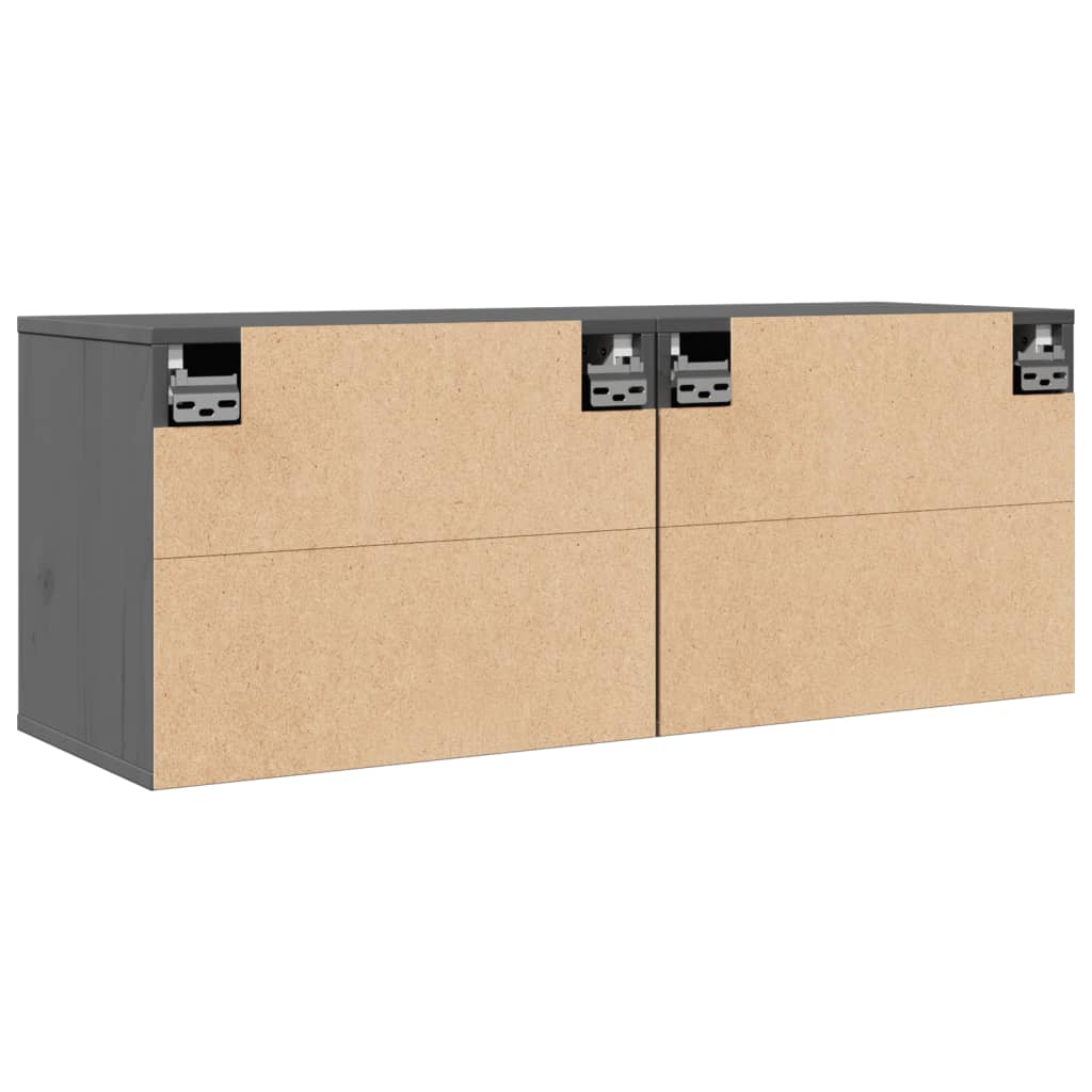 Zidni ormarići 2 kom sivi 45 x 30 x 35 cm od masivne borovine