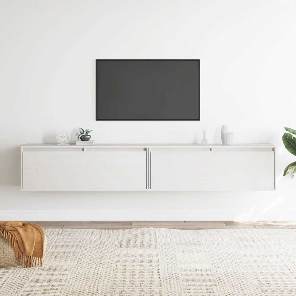 Zidni ormarići 2 kom bijeli 100 x 30 x 35 cm masivna borovina