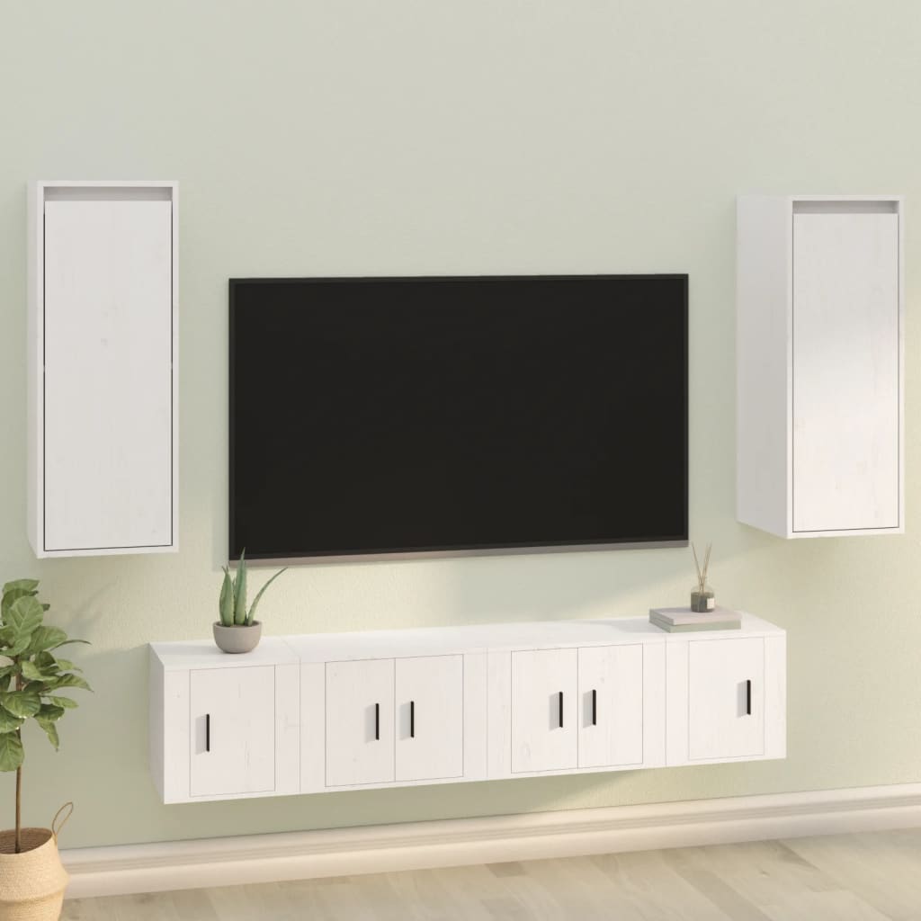 Zidni ormarići 2 kom bijeli 30 x 30 x 80 cm od masivne borovine