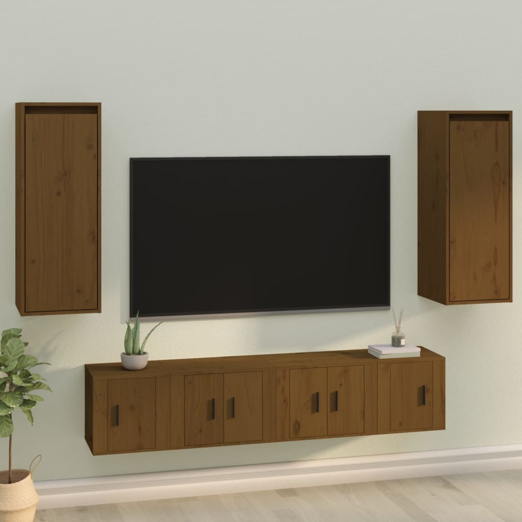 Zidni ormarići 2 kom boja meda 30x30x80 cm od masivne borovine