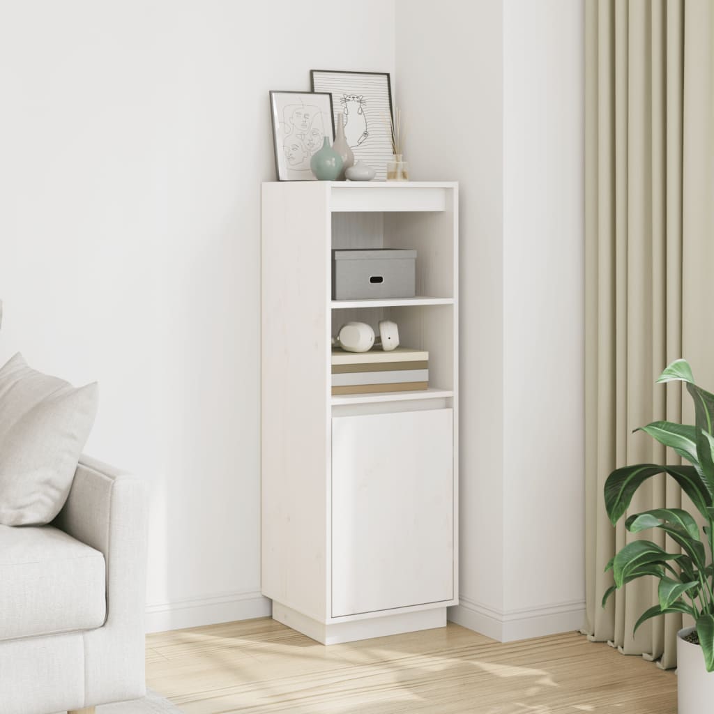 Visoka komoda bijela 37 x 34 x 110 cm od masivne borovine