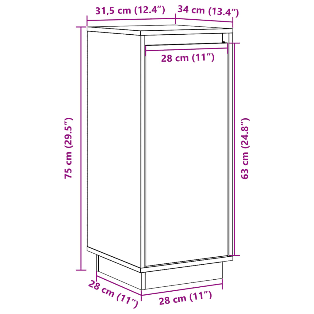 Komoda 31,5 x 34 x 75 cm od masivne borovine