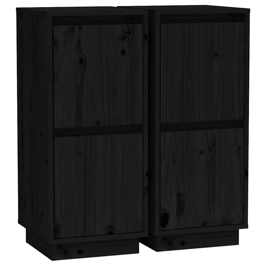 Komode 2 kom crne 31,5 x 34 x 75 cm od masivne borovine