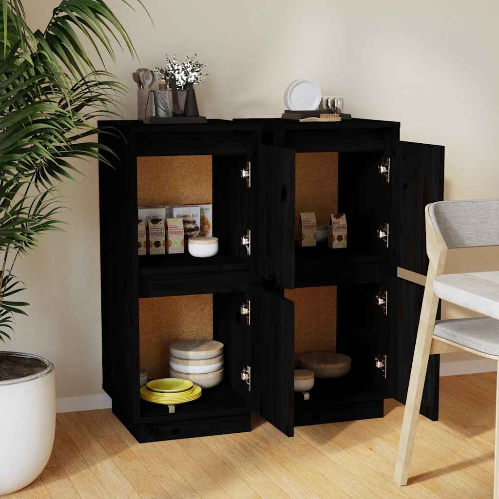 Komode 2 kom crne 31,5 x 34 x 75 cm od masivne borovine