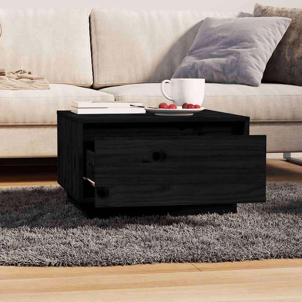 Stolić za kavu crni 55 x 56 x 32 cm od masivne borovine