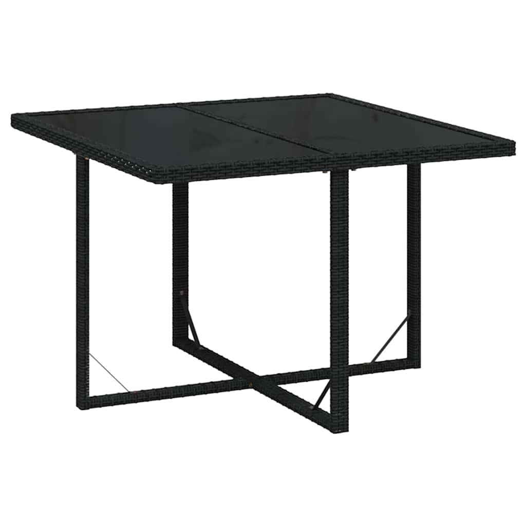 5-dijelni vrtni blagovaonski set s jastucima od poliratana crni Crna 109 cm table length