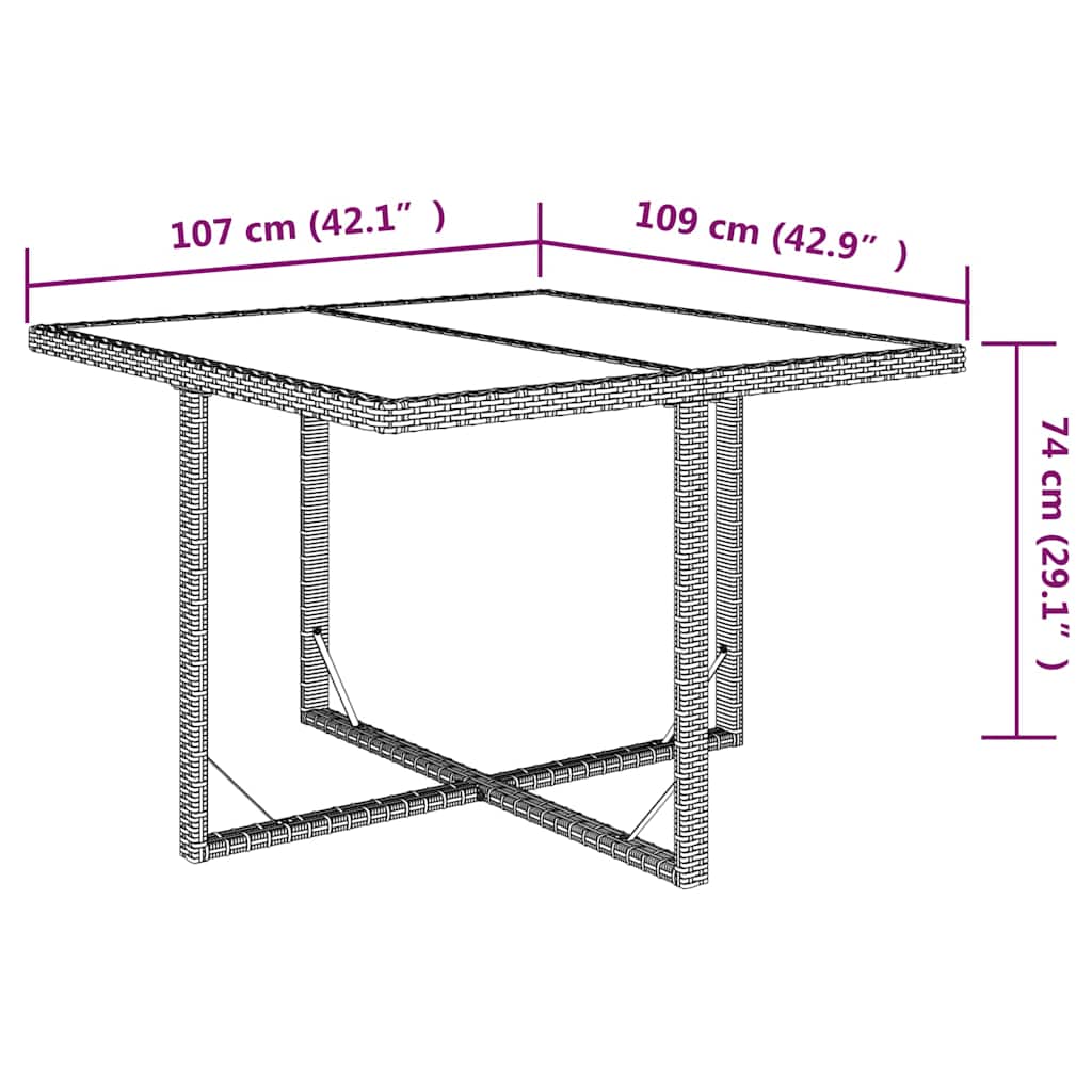5-dijelni vrtni blagovaonski set od poliratana s jastucima bež 109 cm table length