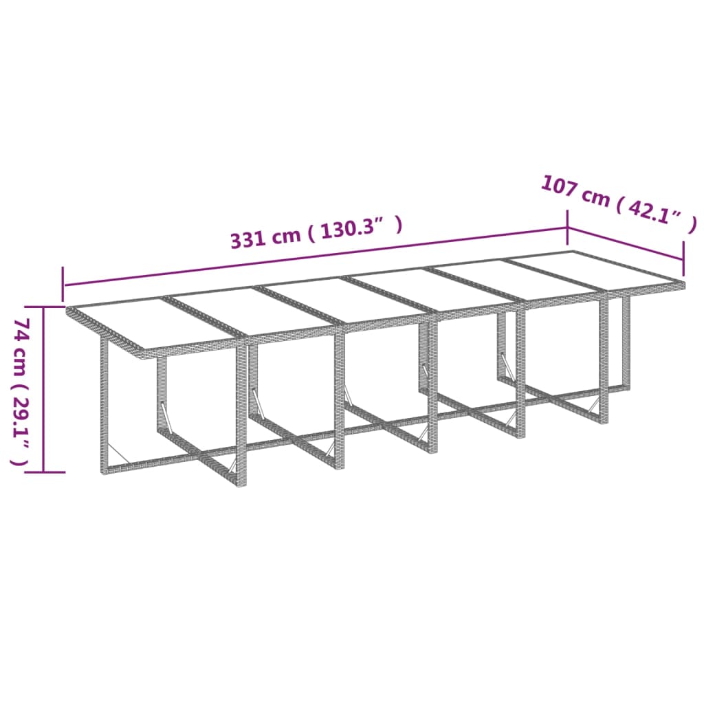 17-dijelni vrtni blagovaonski set s jastucima poliratan smeđi