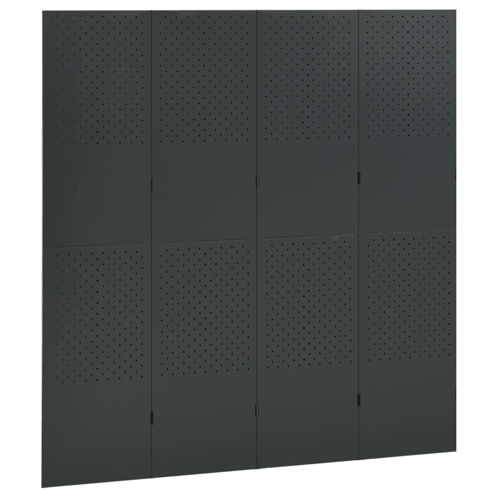 Sobne pregrade s 4 panela 2 kom antracit 160 x 180 cm čelične