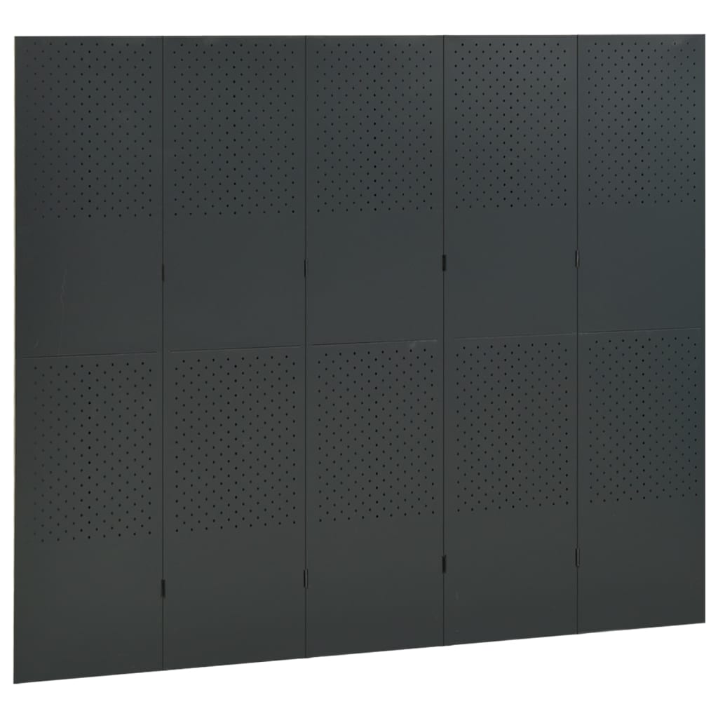 Sobne pregrade s 5 panela 2 kom antracit 200 x 180 cm čelične