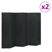 Sobne pregrade sa 6 panela 2 kom crne 240 x 180 cm čelične