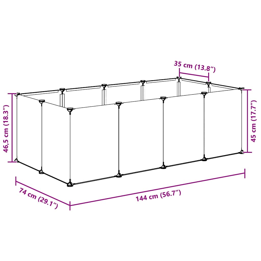 Kavez za male životinje prozirni 144 x 74 x 46,5 cm PP i čelik