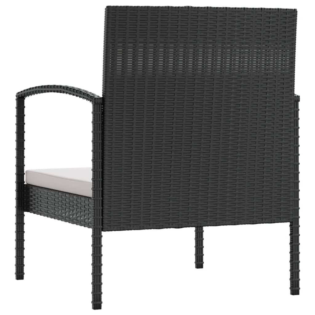8-dijelna vrtna garnitura od poliratana s jastucima crna