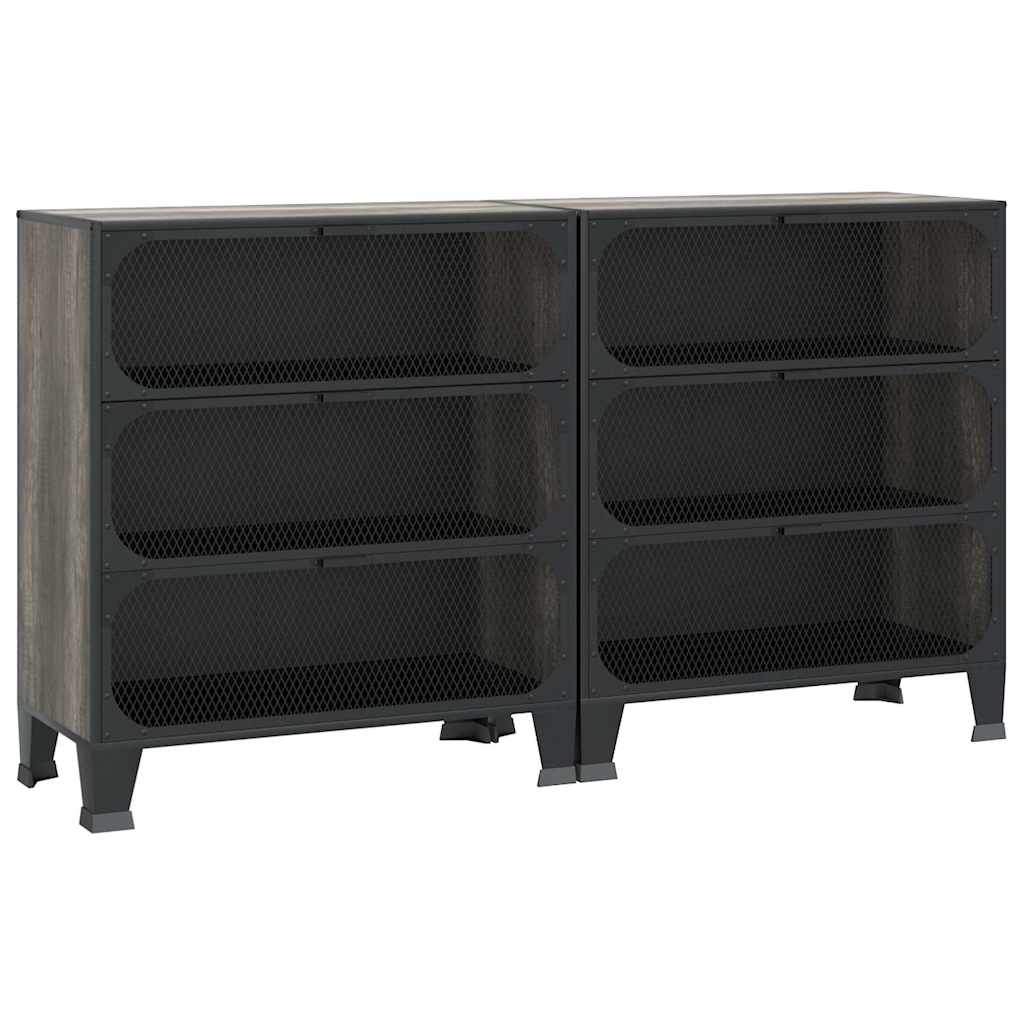 Ormarići za pohranu 2 kom sivi 72x36x82 cm od metala i MDF-a