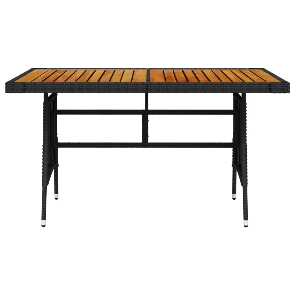 Vrtni stol crni 130x70x72 cm poliratan i masivno bagremovo drvo