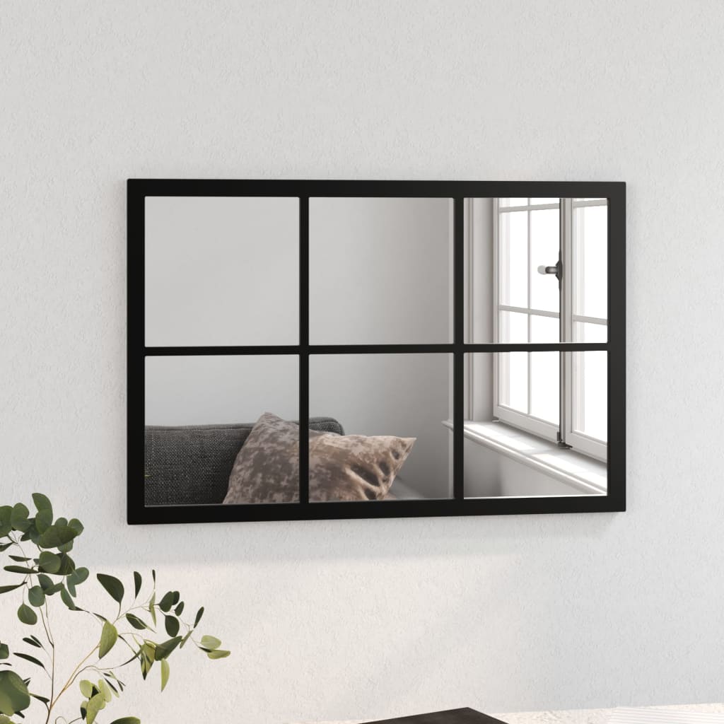 Zidno ogledalo crno 60 x 40 cm metalno