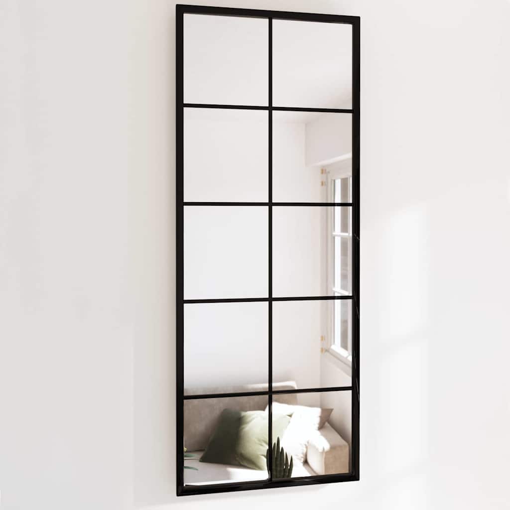 Zidno ogledalo crno 100 x 40 cm metalno