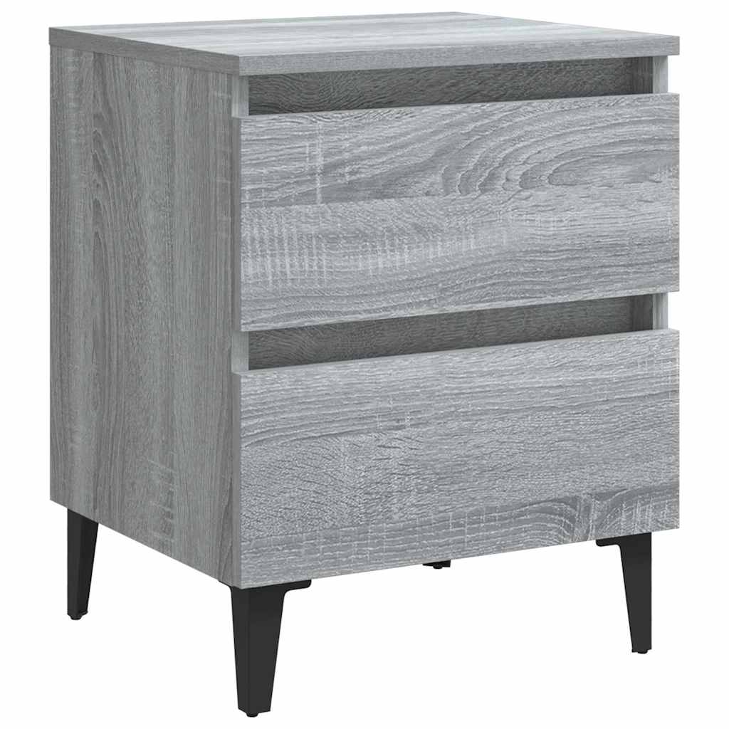 Noćni ormarići s metalnim nogama 2 kom sivi hrast 40x35x50 cm