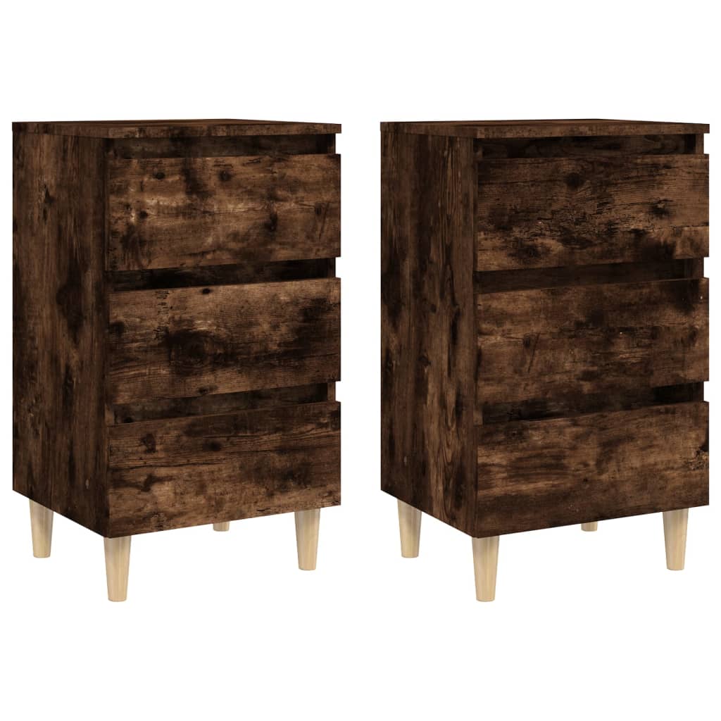 Noćni ormarići s drvenim nogama 2 kom boja hrasta 40x35x69 cm