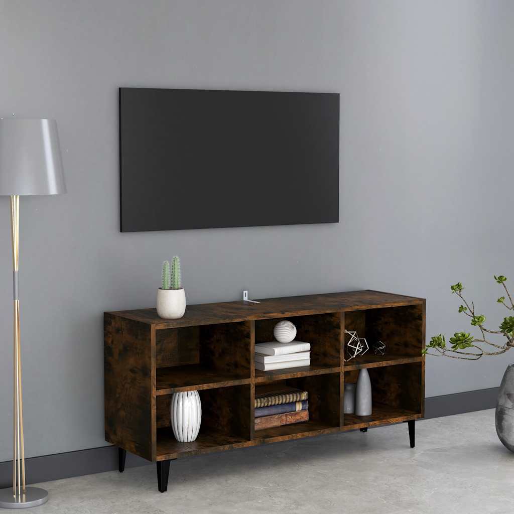 TV ormarić s metalnim nogama dimljena boja hrasta 103,5x30x50cm